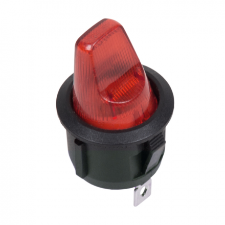 Выключатель клавишный круглый 12V 16А (3с) ON-OFF красный  с подсветкой  REXANT