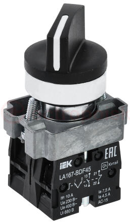 Переключатель LA167-BDF45 2 полож. 1з+1р черный IEK