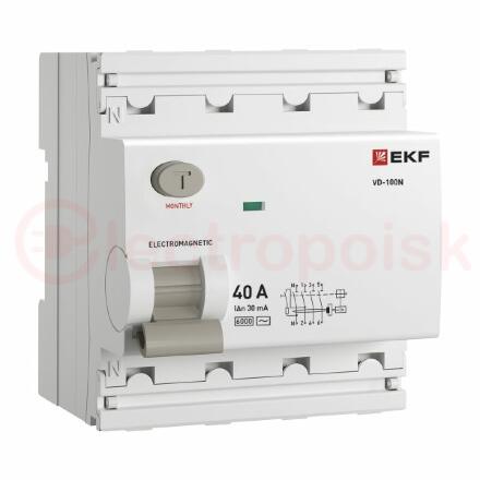 Выключатель дифференциального тока ВД-100N 4P 40А 30мА тип AC эл-мех 6кА PROXIMA