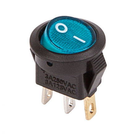 Выключатель клавишный круглый 250V 3А (3с) ON-OFF синий  с подсветкой  Micro  REXANT