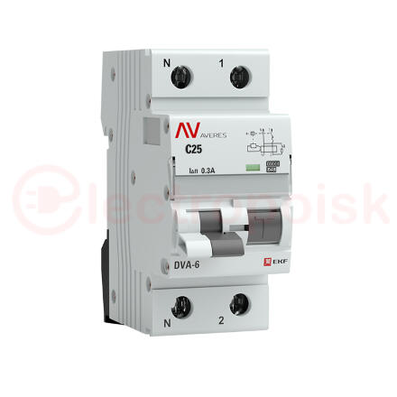 Автомат дифференциальный DVA-6 1P+N 25А (C) 300мА (A) 6кА AVERES