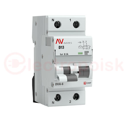 Автомат дифференциальный DVA-6 1P+N 13А (D) 100мА (A) 6кА AVERES