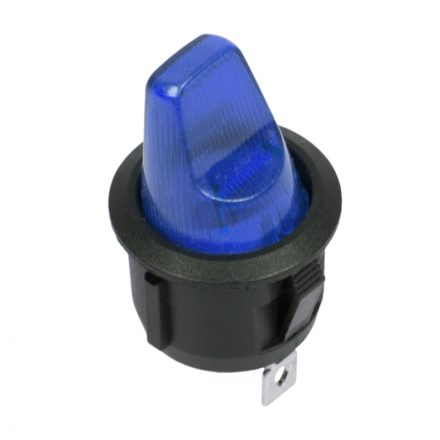 Выключатель клавишный круглый 12V 16А (3с) ON-OFF синий  с подсветкой  REXANT