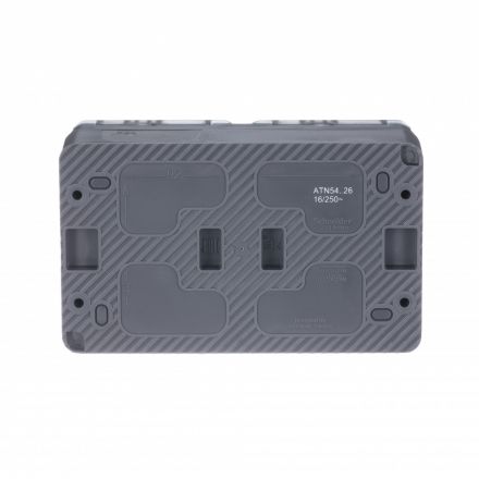 AtlasDesign Profi54 розетка двойная с заземлением со шторками IP54 16А 250B, АНТРАЦИТ, Россия