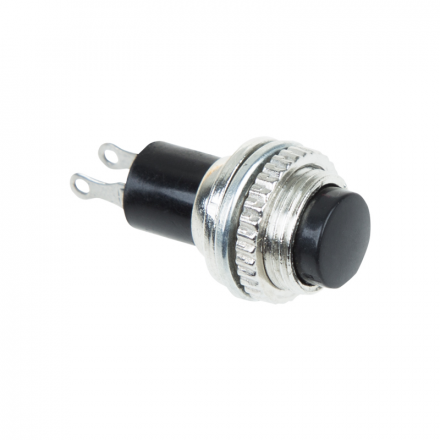 Выключатель-кнопка  металл 220V 2А (2с) (ON)-OFF  ?10.2  черная  Mini  REXANT