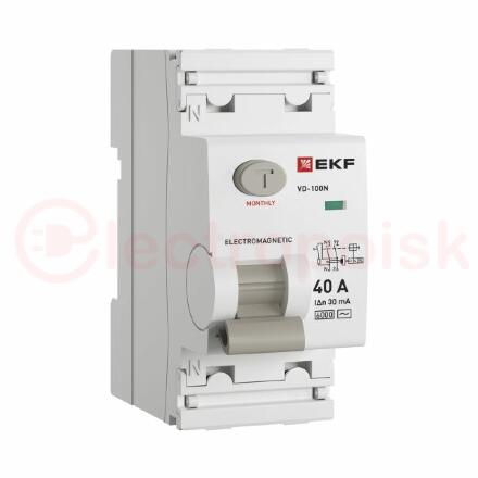 Выключатель дифференциального тока ВД-100N 2P 40А 30мА тип AC эл-мех 6кА PROXIMA