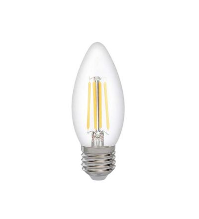 Лампа сетодиодная декоративная LED 6w E27 3000K свеча прозрачная филамент 230/50 Jazzway