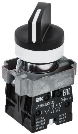 Переключатель LA167-BDF25 2 полож. 1з+1р черный IEK