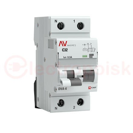 Автомат дифференциальный DVA-6 1P+N 32А (C) 300мА (A) 6кА AVERES