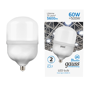 Лампа светодиодная LED 60 Вт T160 E27 5600 Лм 180-240 В 6500К Elementary Gauss