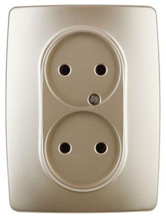 Розетка 2X2P, 16A-250В, Эра12, шампань, 12-2107-04