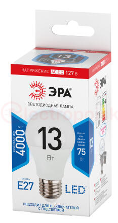 Лампа светодиодная Лампа светодиодная LED A60-13W-127V-840-E27 (диод, груша, 13Вт, 127В, нейтр, E27) (10/100/2000) ЭРА