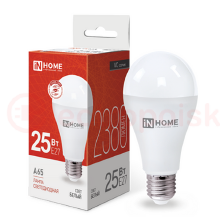 Лампа светодиодная LED-A65-VC 25Вт 230В Е27 4000К 2380Лм IN HOME