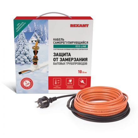 Кабель греющий саморегулирующийся REXANT 10HTM2-CT, в трубу, 6 м/60 Вт