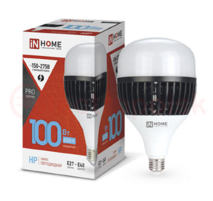 Лампа светодиодная LED-HP-PRO 100Вт 230В E27 с адаптером Е40 6500К 9500Лм IN HOME