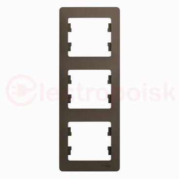 GLOSSA Рамка 3 поста вертикальная шоколад